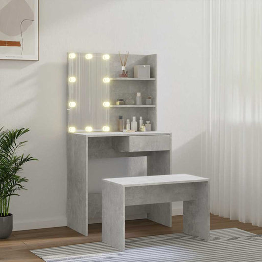 HKH Conjunto Toucador C/ Leds em Cimento - Cinza
