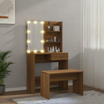 HKH Set Tocador con Leds Sonoma - Marrón