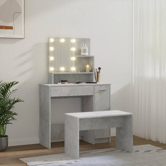 HKH Conjunto Toucador C/ Leds em Cimento - Cinza