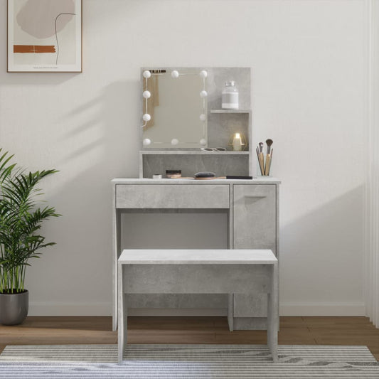 HKH Conjunto Toucador C/ Leds em Cimento - Cinza