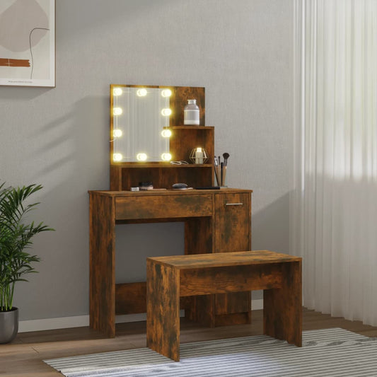 HKH Conjunto Toucador com Leds em Carvalho Fumado