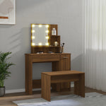 HKH Conjunto Toucador com Leds em Carvalho - Castanho