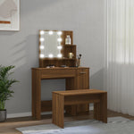 HKH Conjunto Toucador com Leds em Carvalho - Castanho