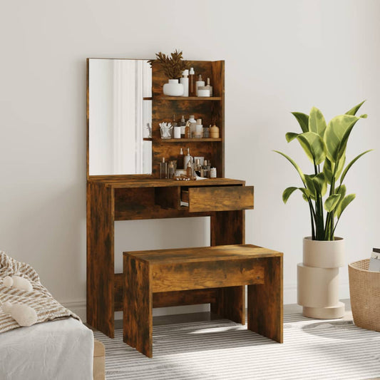 HKH Conjunto Toucador Cor em Carvalho Fumado - 74,5x40x141 Cm