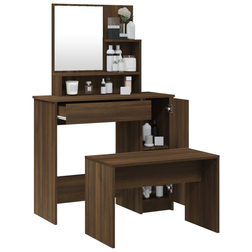 HKH Conjunto Toucador Cor em Carvalho - 86,5x35x136 Cm - Castanho