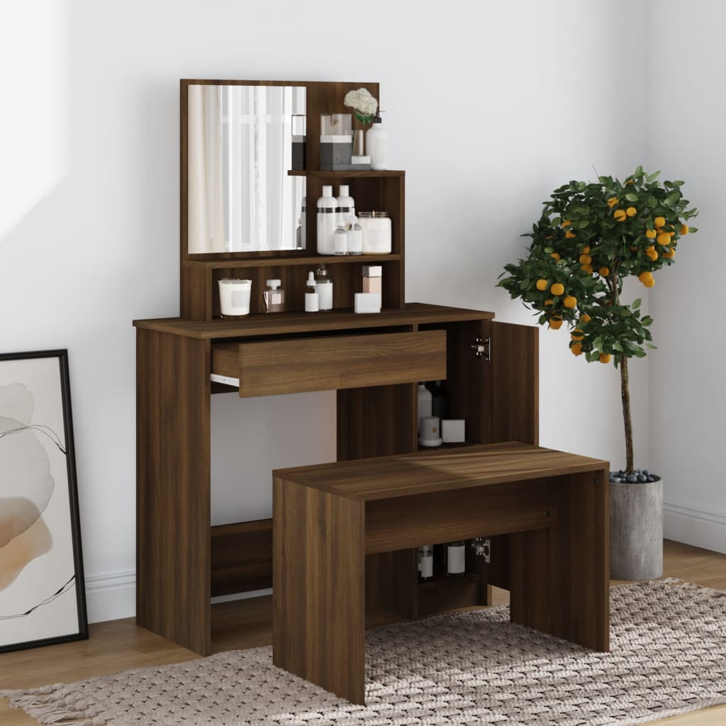 HKH Conjunto Tocador Color Roble - 86,5x35x136 Cm - Marrón