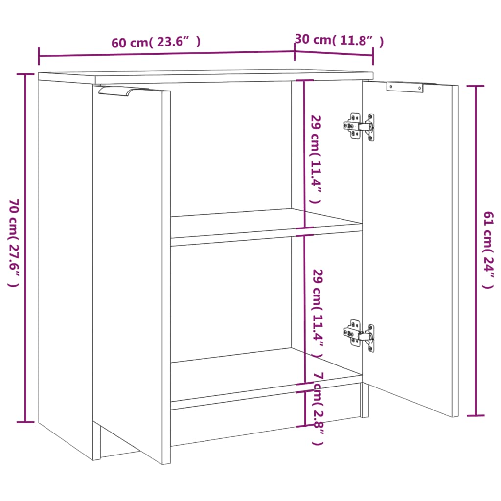 HKH Aparadores 2 Peças em derivados de Madeira 60 X 30 X 70 Cm - Branco