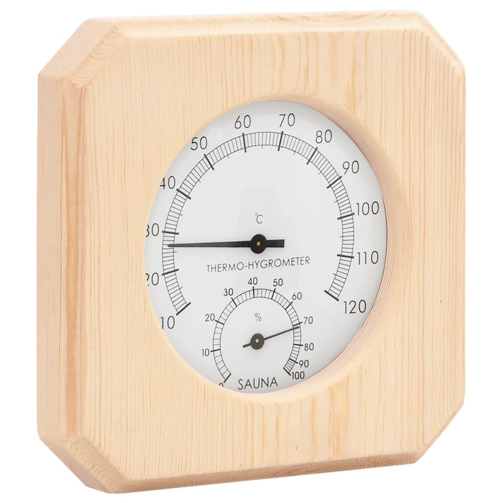 HKH Conj. 2 em 1 Higrotermógrafo Sauna/temporiz. Areia Pinho Maciço