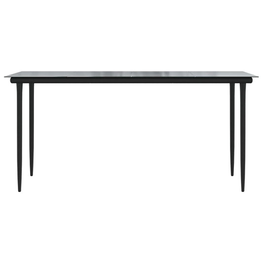 HKH Mesa de Jantar para Jardim Aço/vidro Temperado - Preto