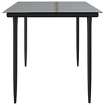 HKH Mesa de Jantar para Jardim Aço/vidro Temperado - Preto