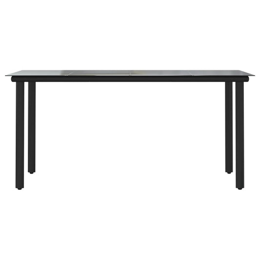 HKH Mesa de Jantar para Jardim Aço/vidro Temperado - Preto