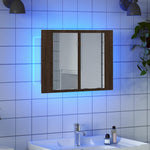 Armario de Baño con Espejo y Luces LED en Roble - Marrón