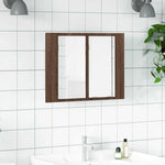 Armario de Baño con Espejo y Luces LED en Roble - Marrón