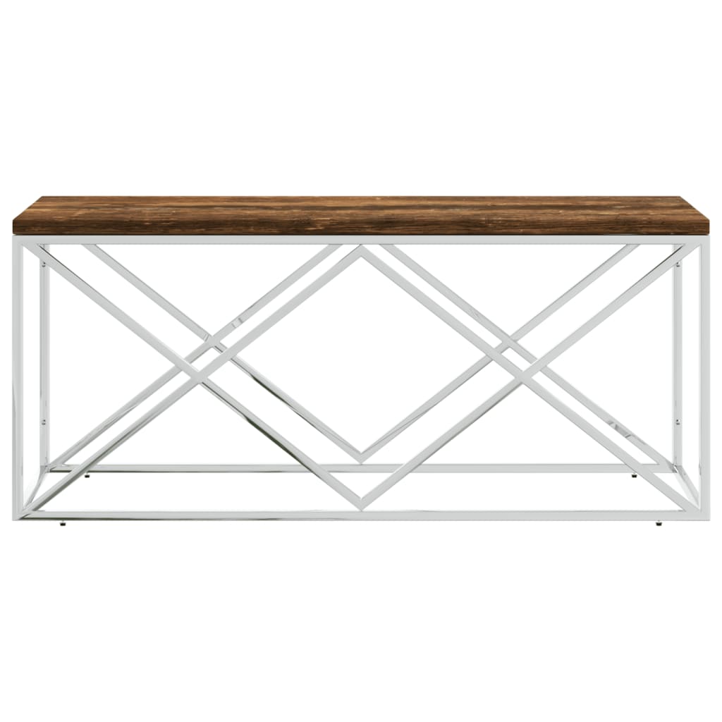 Mesa de centro HKH de acero inoxidable y madera maciza reciclada