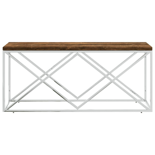 Mesa de centro HKH de acero inoxidable y madera maciza reciclada