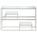 HKH Mesa Consola de Acero Inoxidable y Cristal Templado - Plateado