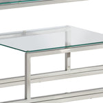 HKH Mesa Consola de Acero Inoxidable y Cristal Templado - Plateado