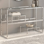 HKH Mesa Consola de Acero Inoxidable y Cristal Templado - Plateado