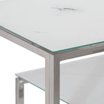 HKH Mesa Consola de Acero Inoxidable y Cristal Templado - Plateado