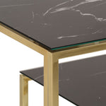 Mesa consola HKH de acero inoxidable y cristal templado - Dorado