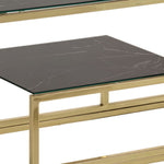Mesa consola HKH de acero inoxidable y cristal templado - Dorado