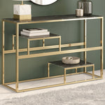 Mesa consola HKH de acero inoxidable y cristal templado - Dorado