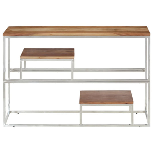 HKH Mesa Consola en Acacia Maciza y Acero Inoxidable - Plateado