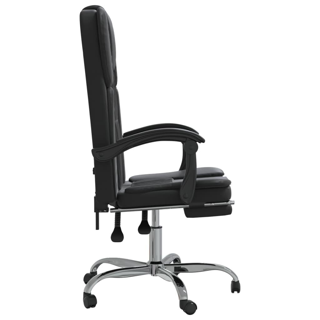 HKH Silla de Oficina Reclinable de Cuero Sintético - Negro