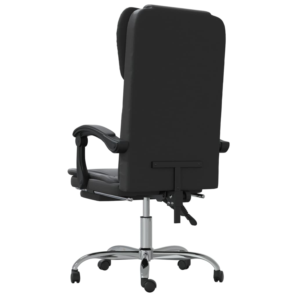 HKH Silla de Oficina Reclinable de Cuero Sintético - Negro