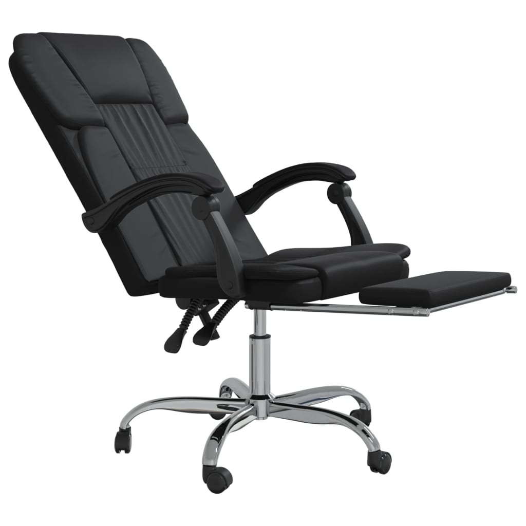 HKH Silla de Oficina Reclinable de Cuero Sintético - Negro