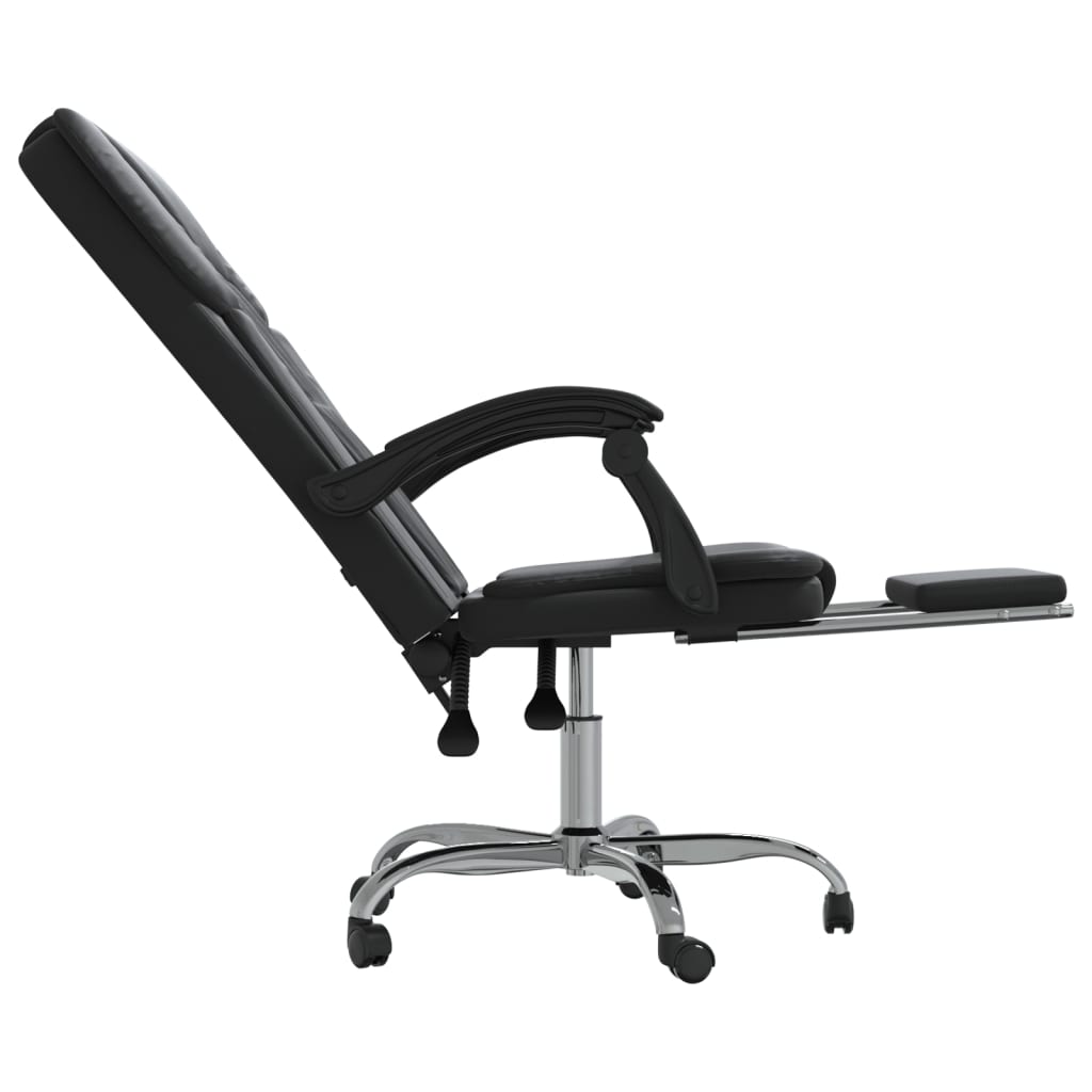 HKH Silla de Oficina Reclinable de Cuero Sintético - Negro