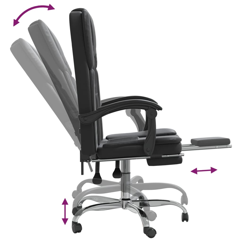 HKH Silla de Oficina Reclinable de Cuero Sintético - Negro