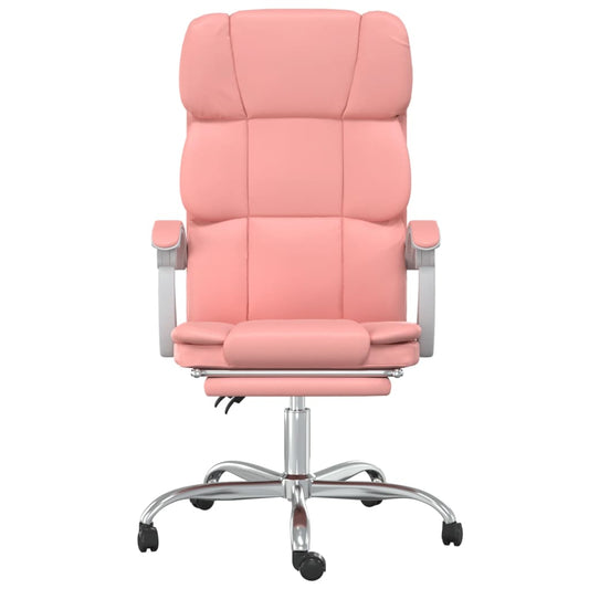 HKH Cadeira de Escritório Reclinável em Couro Artificial - Rosa