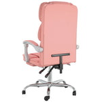 HKH Cadeira de Escritório Reclinável em Couro Artificial - Rosa