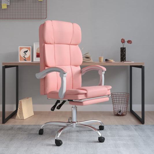 HKH Cadeira de Escritório Reclinável em Couro Artificial - Rosa