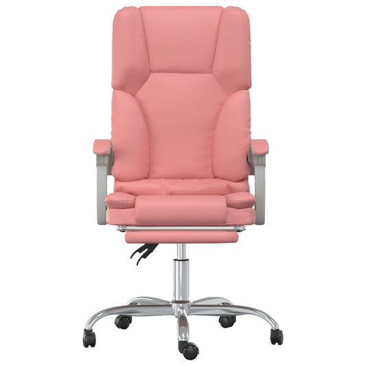 HKH Cadeira Escritório Massagens Reclinável em Couro Artificial - Rosa