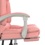 HKH Cadeira Escritório Massagens Reclinável em Couro Artificial - Rosa