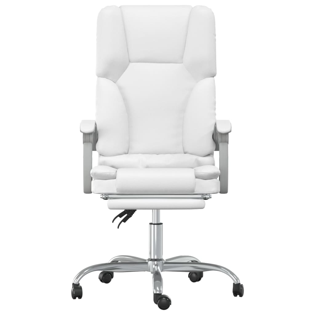 HKH Cadeira Escritório Massagens Reclinável em Couro Artificial - Branco