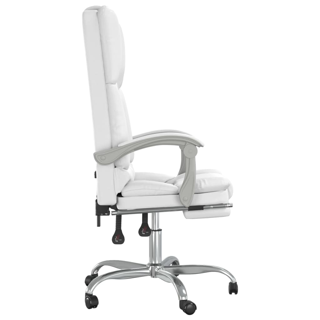 HKH Cadeira Escritório Massagens Reclinável em Couro Artificial - Branco