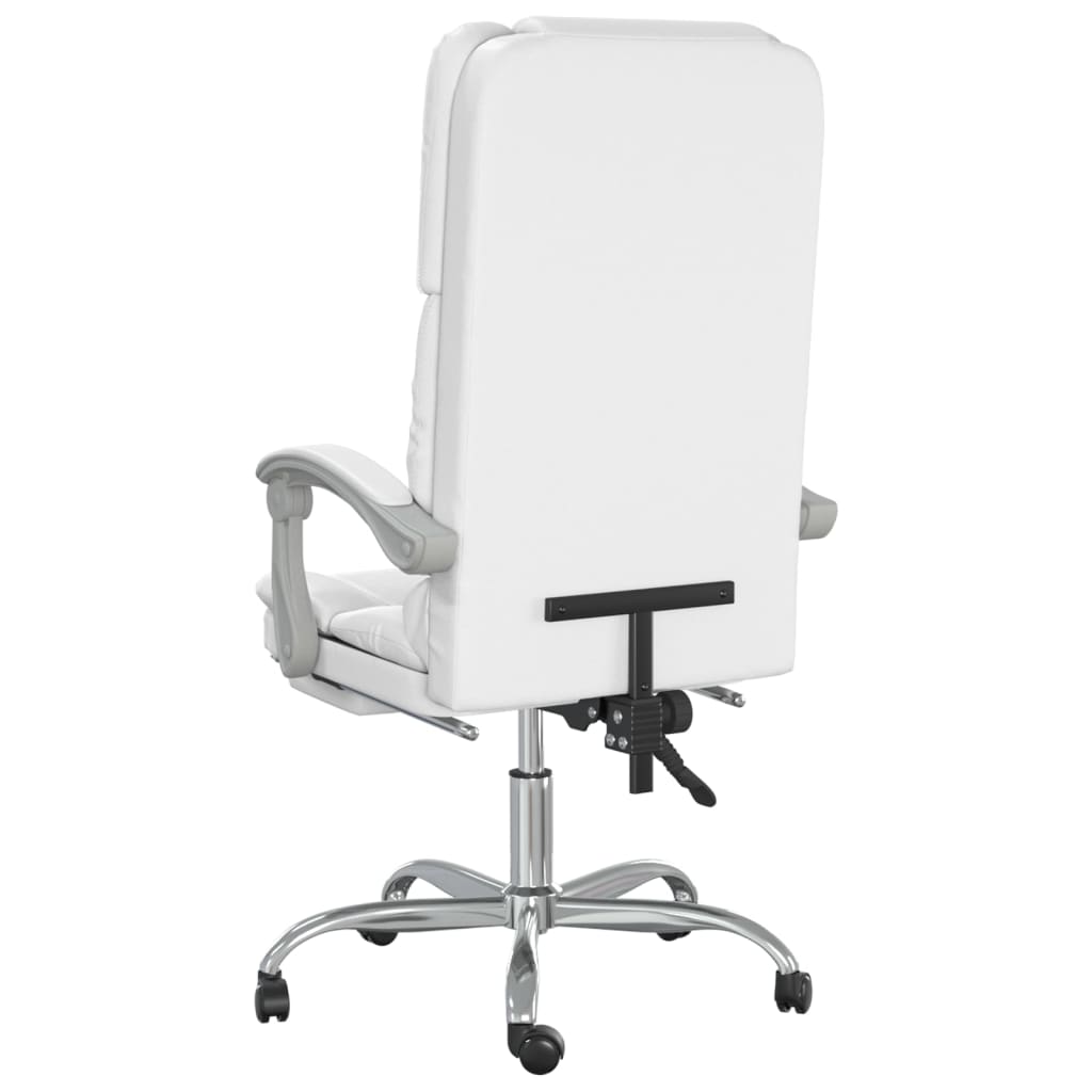 HKH Cadeira Escritório Massagens Reclinável em Couro Artificial - Branco