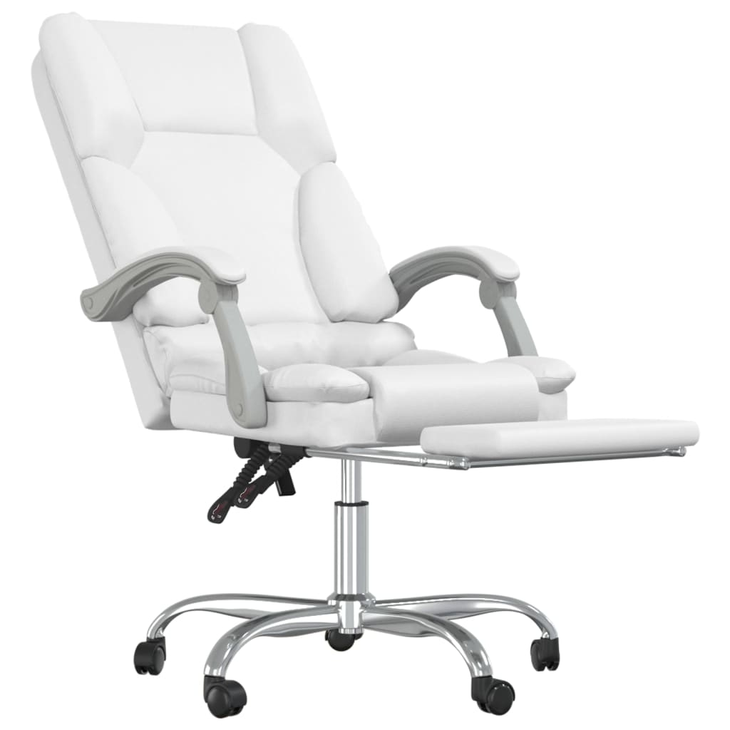HKH Cadeira Escritório Massagens Reclinável em Couro Artificial - Branco