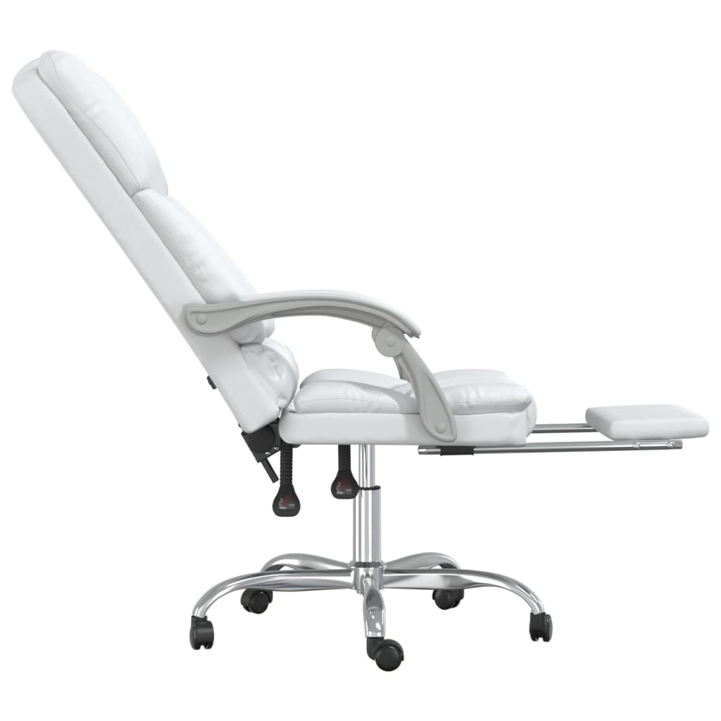 HKH Cadeira Escritório Massagens Reclinável em Couro Artificial - Branco
