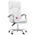 HKH Cadeira Escritório Massagens Reclinável em Couro Artificial - Branco