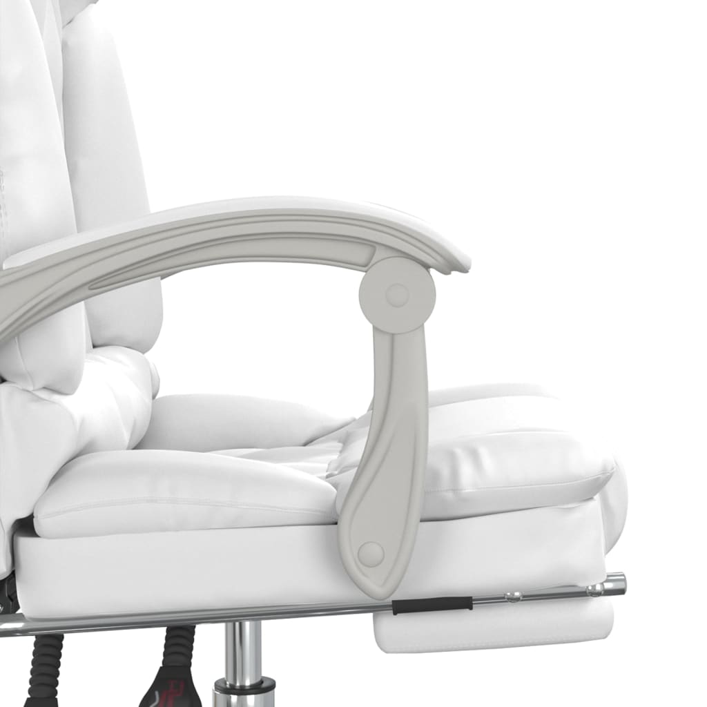 HKH Cadeira Escritório Massagens Reclinável em Couro Artificial - Branco