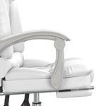 HKH Cadeira Escritório Massagens Reclinável em Couro Artificial - Branco