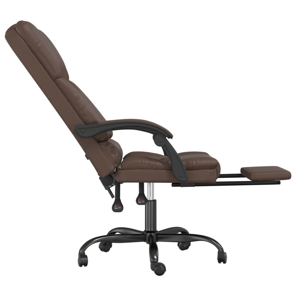 HKH Cadeira Escritório Massagens Reclinável em Couro Artificial - Castanho