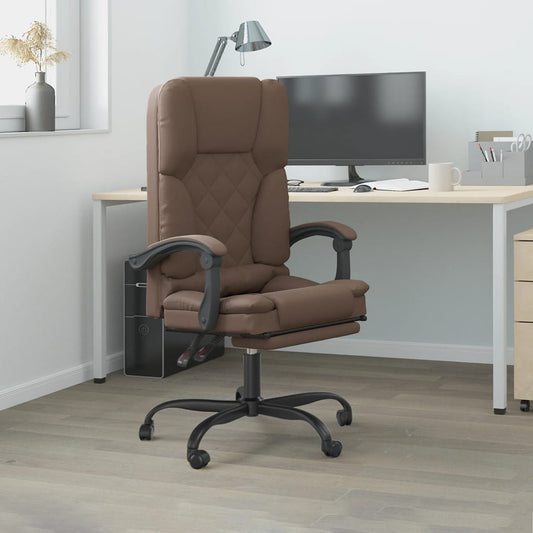 Silla de oficina HKH reclinable de masaje de polipiel - Marrón