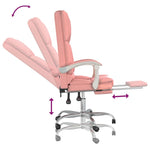 HKH Cadeira Escritório Massagens Reclinável em Couro Artificial - Rosa