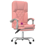 HKH Cadeira Escritório Massagens Reclinável em Couro Artificial - Rosa