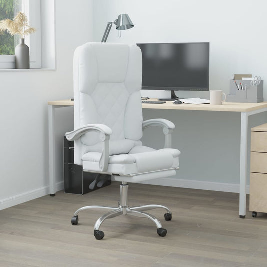 HKH Silla de Oficina de Masaje Reclinable de Piel Sintética - Blanca